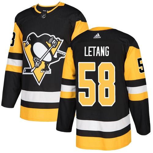 Adidas Penguins #58 Kris Letang Black Home Authentic Stitched Youth NHL Jersey - Click Image to Close